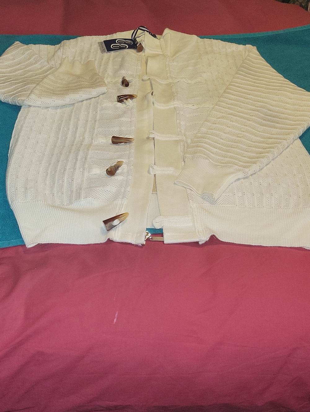 Men's Cream Zip-Up Toggle Sweater